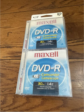 Maxell DVD-R Camcorder Video Disc 30 Minutes 1.4 GB Mini DVD Blank Sealed 10 LOT